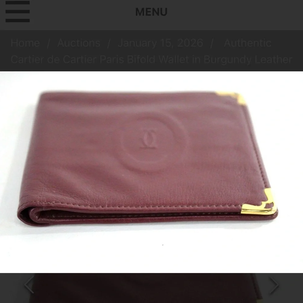 Authentic Cartier de Cartier Paris Bifold Wallet in Burgundy
